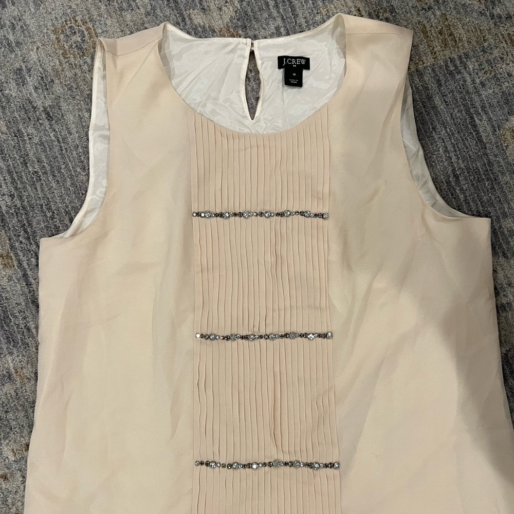 J.Crew Factory tan silk blouse. Size 10.